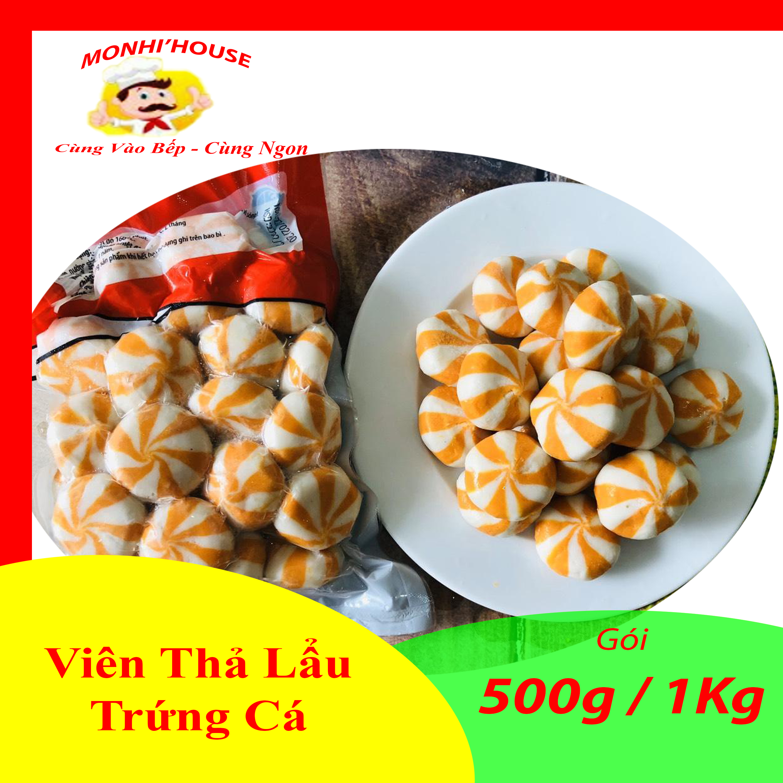 100g Viên thả lẩu nhân trứng cá Phumark( màu cam-6 viên)