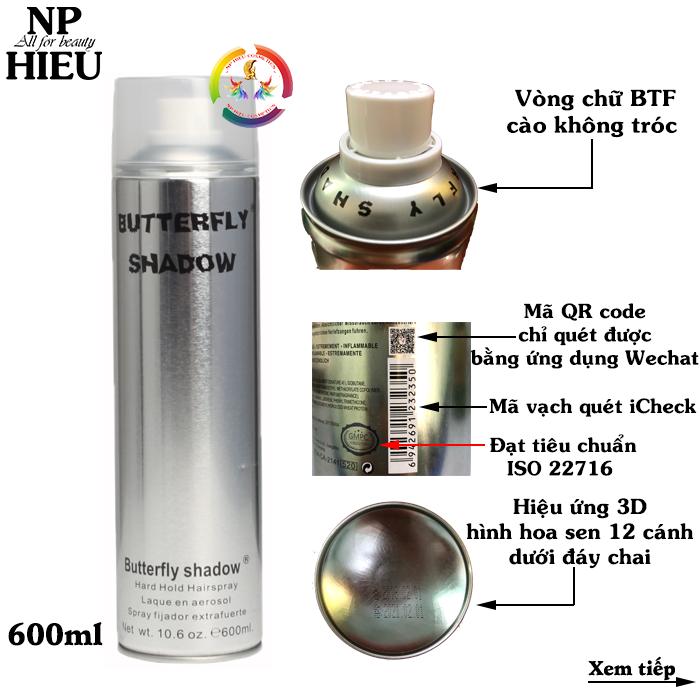 [HCM]CHÍNH HÃNG - Keo / gôm xịt tóc Buttrefly Shadow [600ml ]