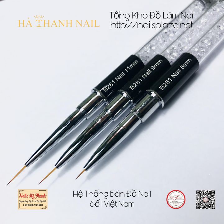Cọ Vẽ Nét Cán Đá 3 Cỡ 5mm 9mm 11mm
