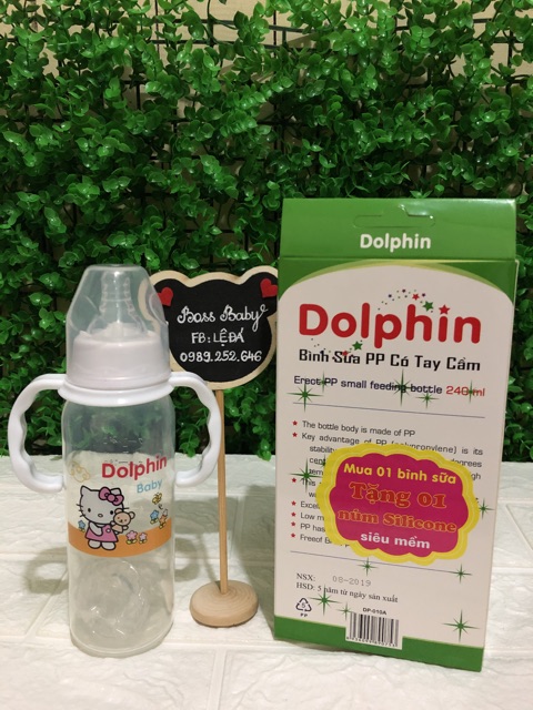 Bình Sữa Cổ Hẹp Có Tay Cầm Dolphin 120Ml/240Ml
