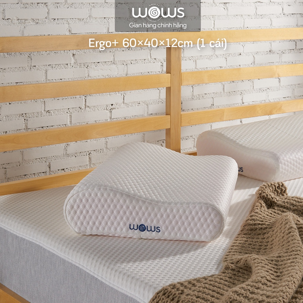 WOWS - Gối Memory Foam Cao Cấp Ergo+ - Gối Công Thái Học Nâng Đỡ Cổ Vai Gáy - Thiết Kế Lượn Sóng