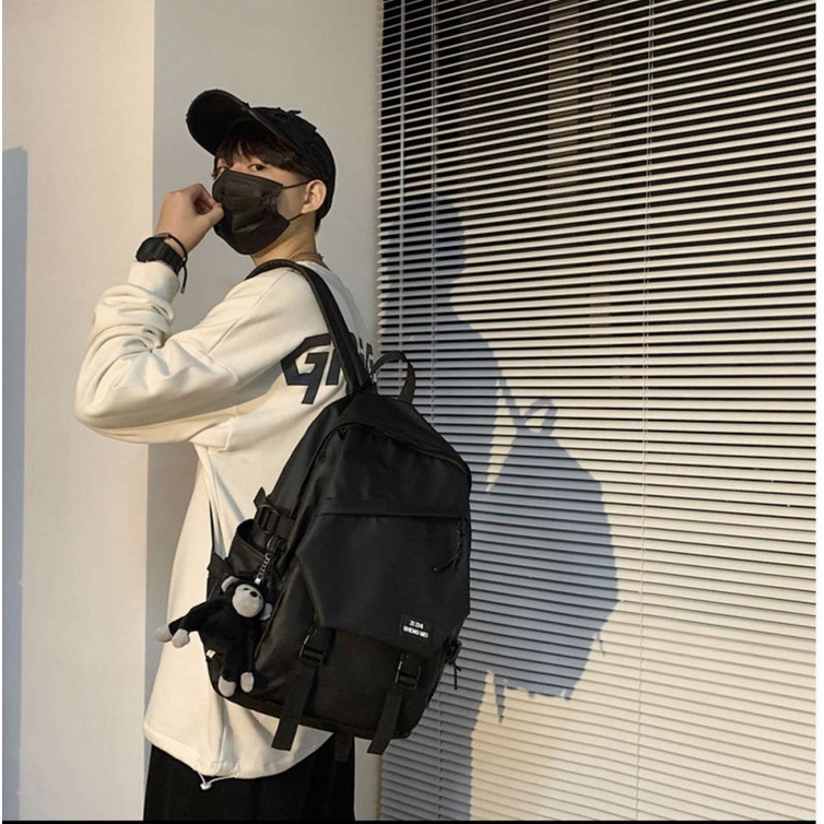 Balo nam nữ, balo đi học thời trang, chống nước, vải oxford dù balo học sinh Tặng gấu