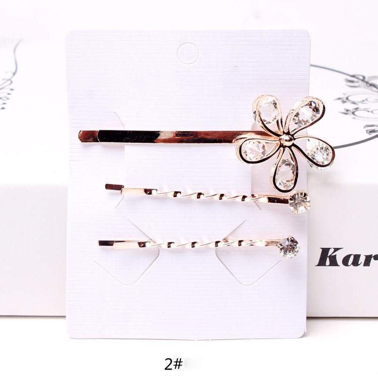 Kẹp tóc nữ (vỉ 3 kẹp) đính đá nhiều mẫu lấp lánh KT11