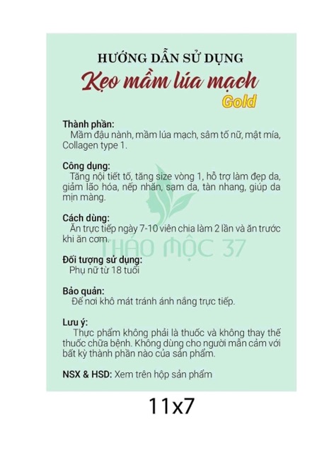 Kẹo mầm lúa mạch GOLD Thảo Mộc 37