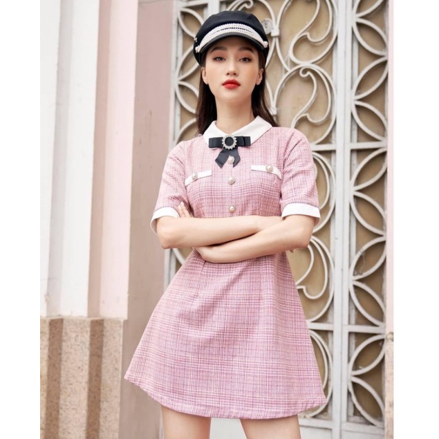 LIIN - Đầm nữ dạ tweed nơ cổ siêu chảnh