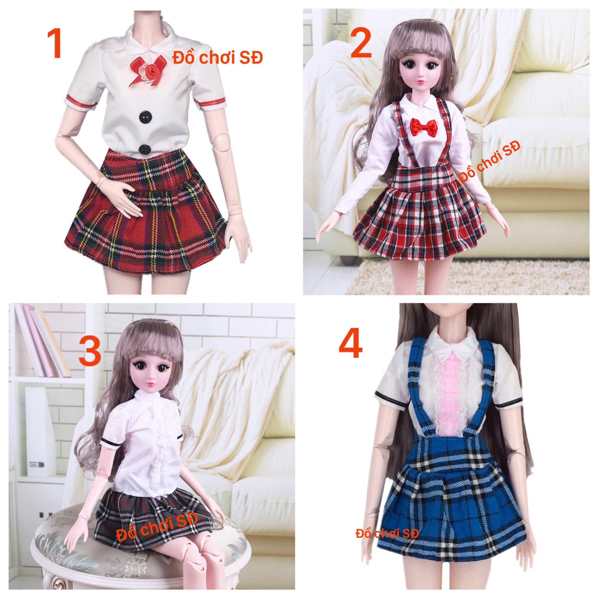 Đầm học sinh ( búp bê 60 cm ) - 1 cái ngẫu nhiên )