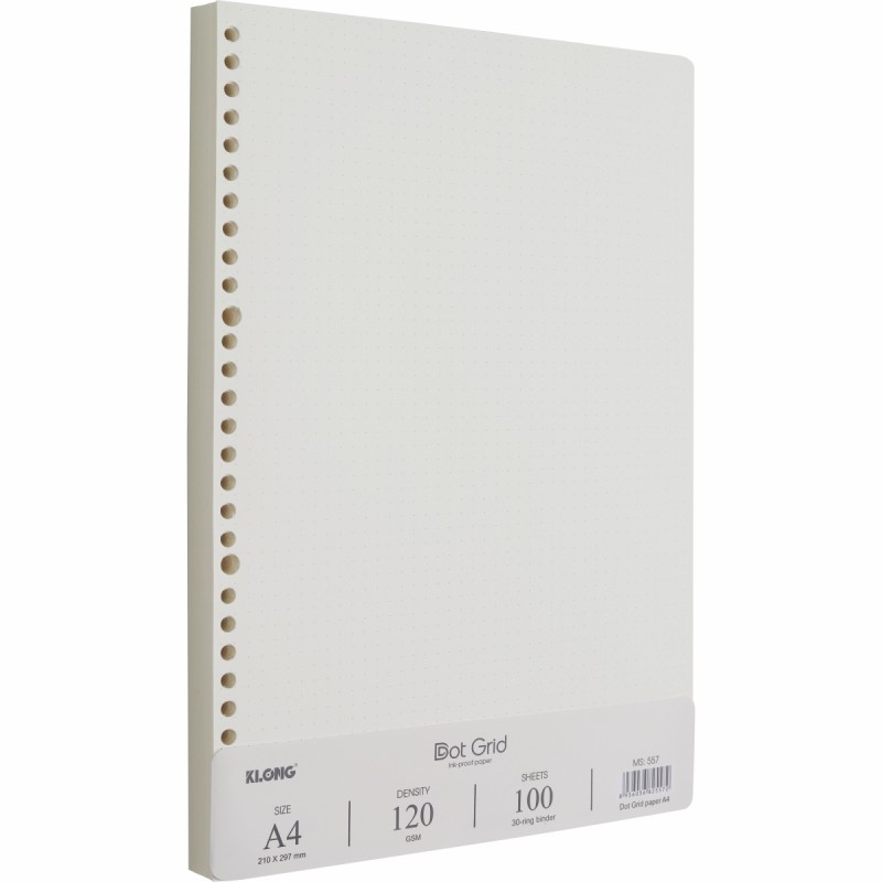 Tập 100 tờ giấy refill sổ Binder B5 (26holes) hoặc A4 (30 holes) - Caro - Dot grid - Lined