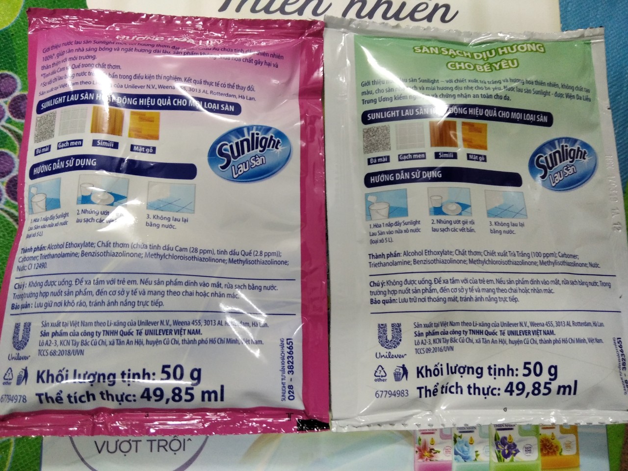10 gói nước lau sàn Sunlight 50gr