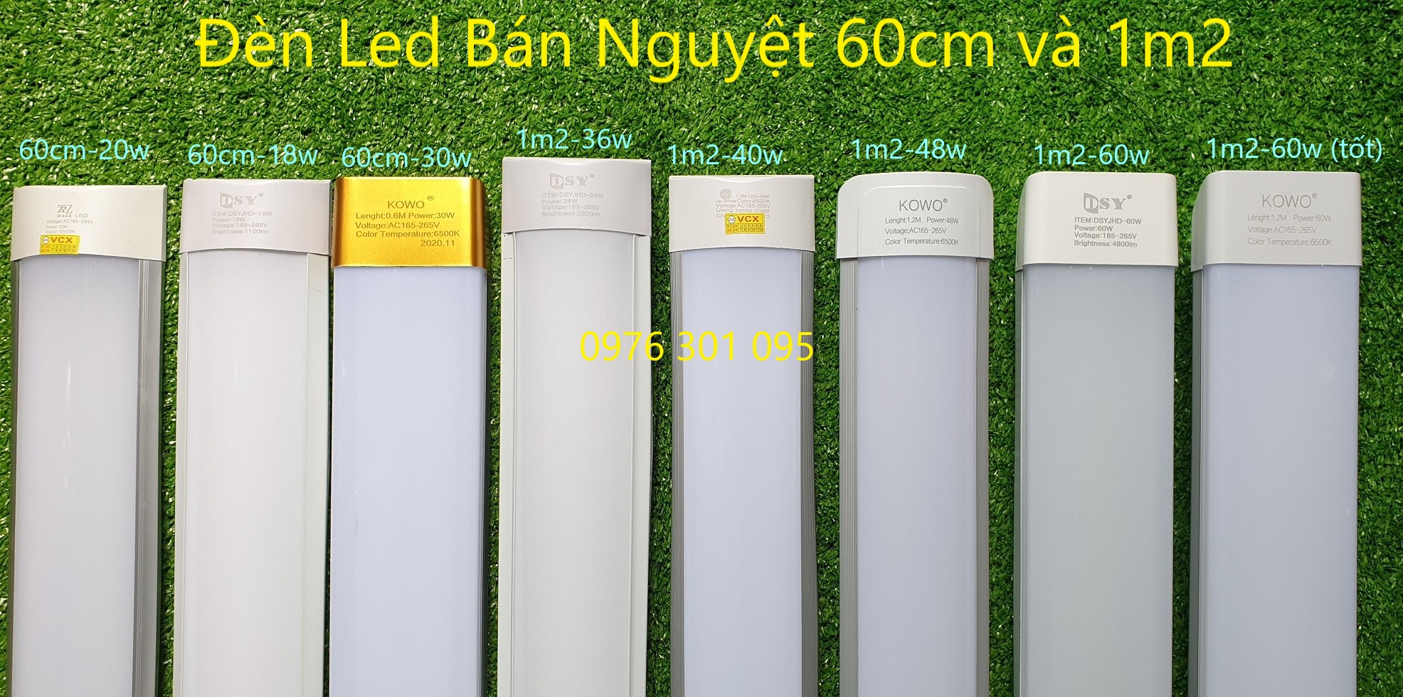 Đèn led bán nguyệt 60cm và 1m2, Bộ Đèn Led Liền Máng bắt tường