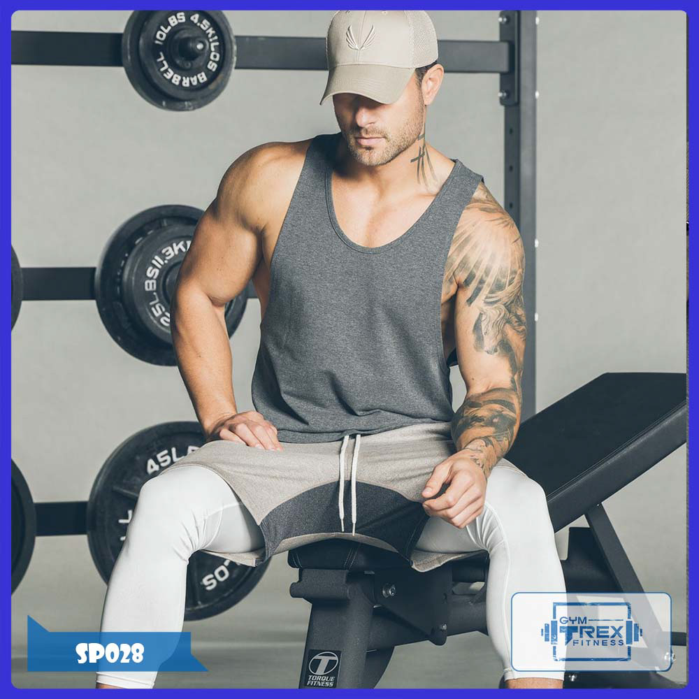 Áo ba lỗ gym nam tank top ASRV Gym Trex SP028 - Áo nam tập gym sát nách thun cotton co dãn 4 chiều (Men Vest, tank top,đồ tập quần áo gym,áo ba lỗ gym, thể dục,thể hình, tạ, Fitness)