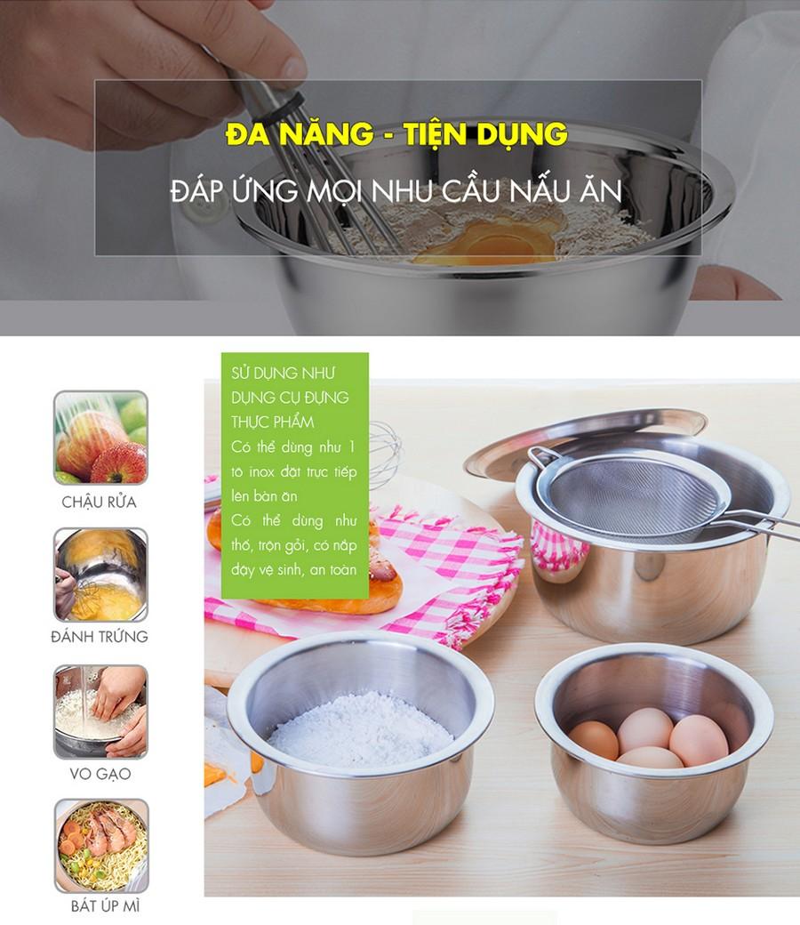 [MỚI 2021] Bộ 5 nồi Inox Myhome MK124  (Kích thước 16cm - 18cm - 20cm - 22cm - 24cm)