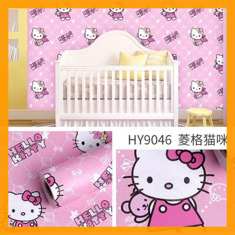 Giấy Dán Tường Sẵn Keo Kitty Hồng (10M x 45cm).