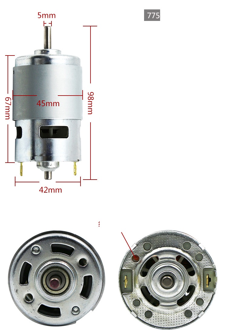Mô tơ 775 Trục 5mm 12V 160W Siêu Khỏe, motor 775, chế máy khoan, chế máy cắt, chế quạt, chế máy bơm, chế các loại cực sướng