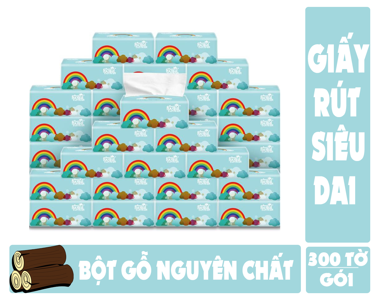 Thùng 30 gói giấy ăn cầu vồng siêu dai
