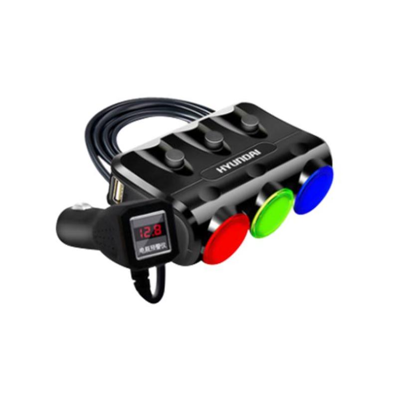 Bộ chia tẩu ô tô, xe hơi HY-26 cao cấp, sạc nhanh, điện áp 3.1A-12V (Màu đen)