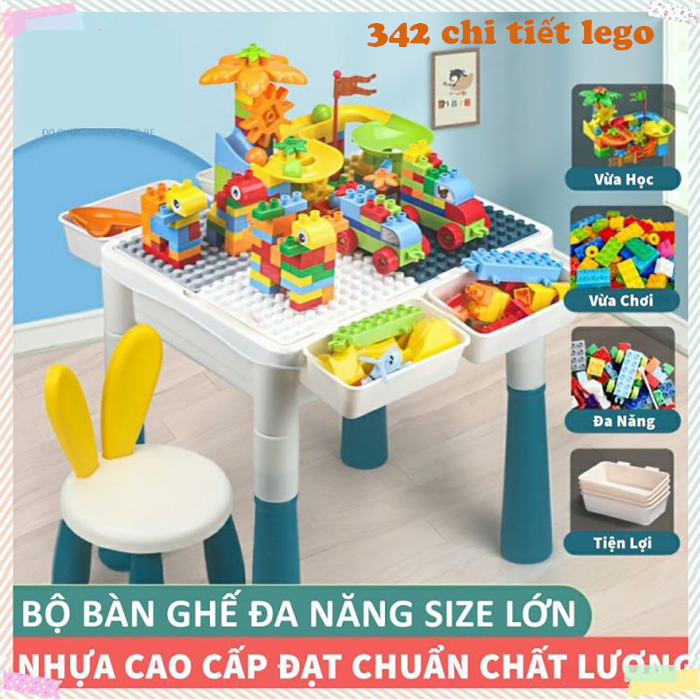 Đồ chơi trẻ em bộ bàn ghế cao cấp size lớn , đa chức năng, kèm nhiều chi tiết. Bàn gồm 1 mặt bàn trơn, 1 mặt bàn lắp ghép xếp hình.