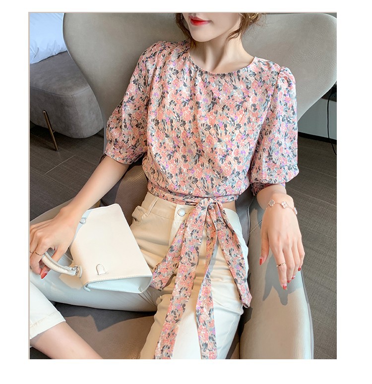 [HCM]ÁO HOA CROPTOP THẮT NƠ EO XINH SẮN
