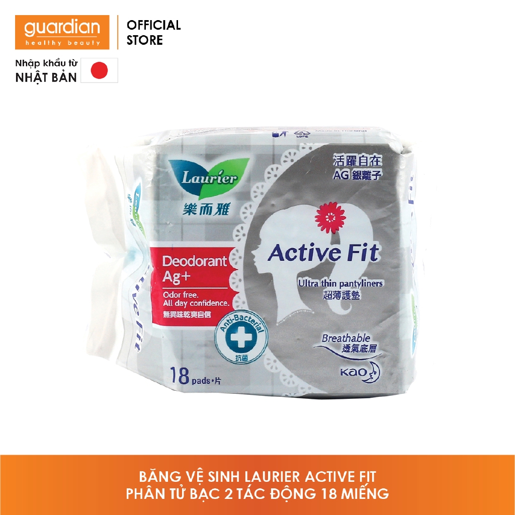 Băng Vệ Sinh Phân Tử Bạc 2 Tác Động Active Fit Laurier 18 Miếng