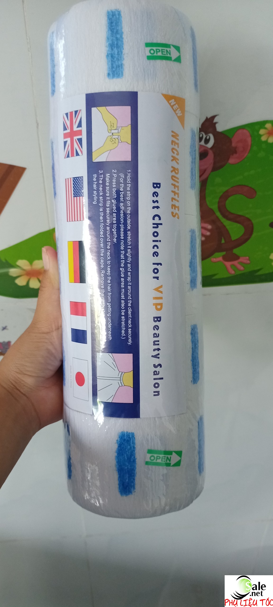 5 cuộn Giấy quấn cổ màu TRĂNG dùng để cắt tóc nam