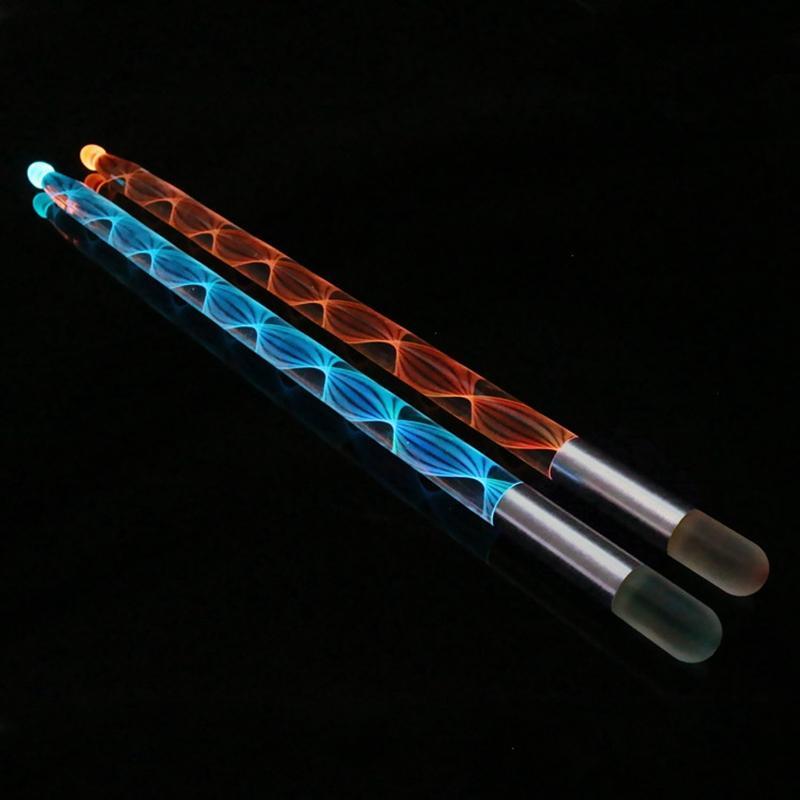 1 Pair Drum Sticks Colorful Changing 5A LED Drum Sticks Jazz Drumsticks for Stage Party Performance Props