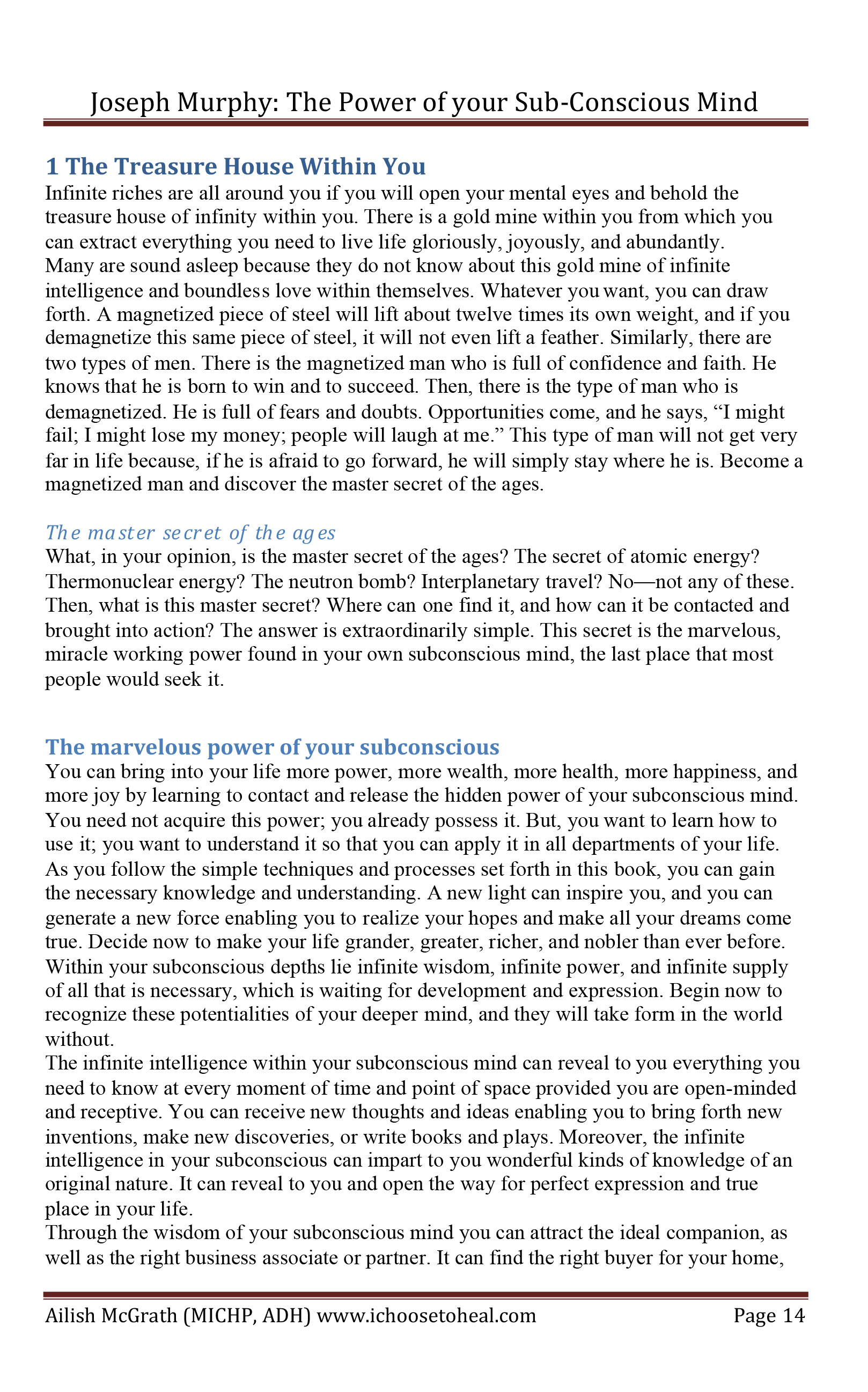The Power of your Sub - Conscious Mind (Sách màu)