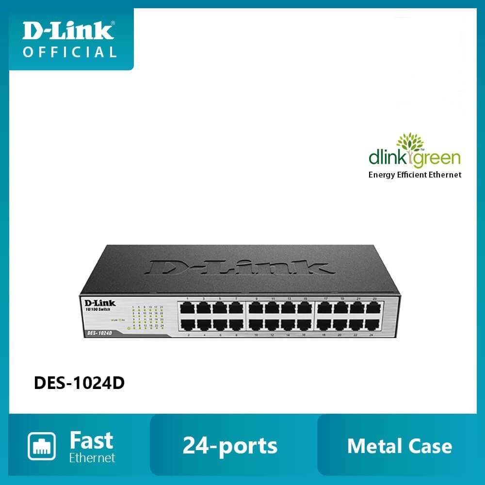Hot deals - d-link bộ chia tín hiệu 24 cổng rj45 10/100 mbps công suất cao - thiết bị chuyển mạch d-link des-1024d