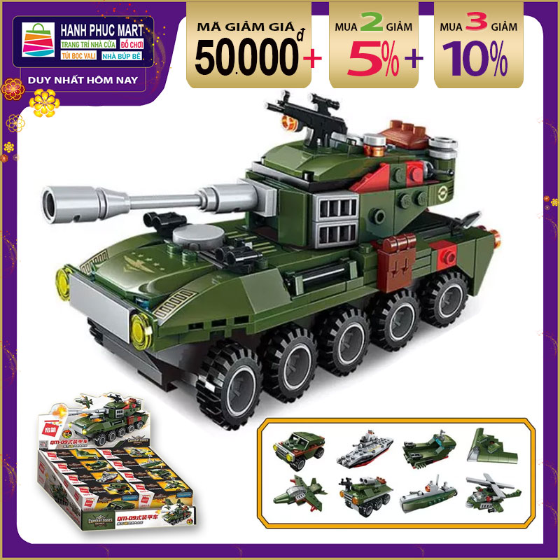 Đồ chơi lắp ghép cho bé Mô hình XE Tank 8 trong 1 với hơn 360 chi tiết Bằng nhựa ABS an toàn