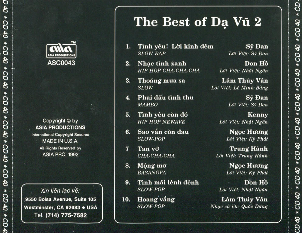 [MDCD] Bộ 6 Đĩa Nhạc CD Dạ vũ Asia