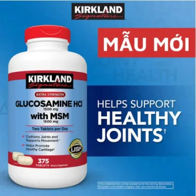 Glucosamine HCL 1500mg & MSM 1500mg Kirkland Signature Chai 375 viên HSD 2023
