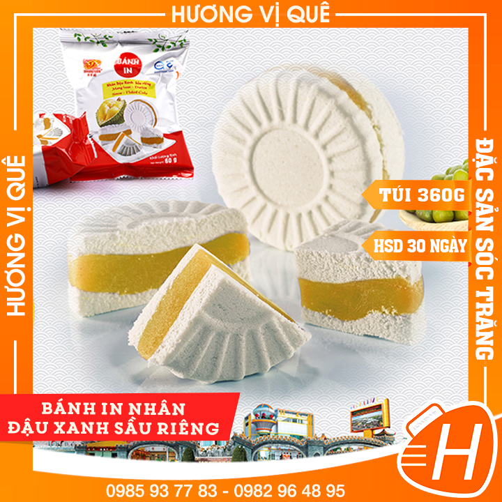 BÁNH IN NHÂN ĐẬU XANH SẦU RIÊNG TÂN HUÊ VIÊN - TÚI 360GR (6 Cái)