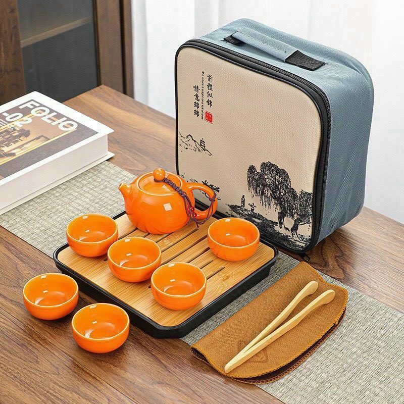 Bộ ấm trà đạo sang trọng Bộ ấm pha trà gốm sứ du lịch bộ ấm chén gốm sứ tử sa 6 chén