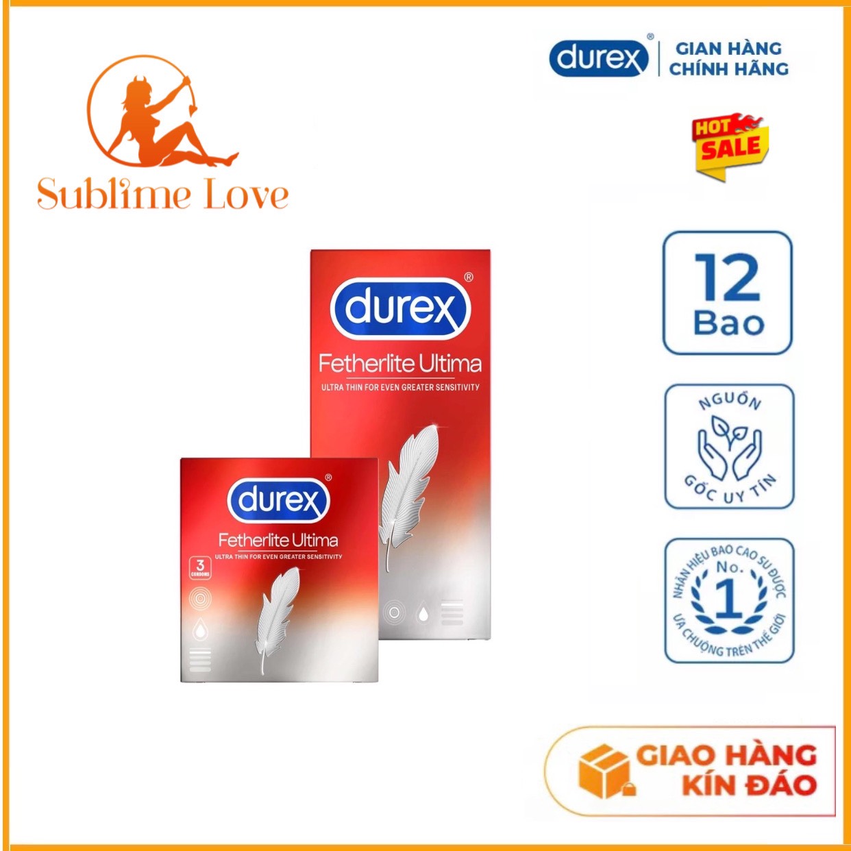 Bao cao su siêu mỏng Durex Fetherlite Ultima Hộp 12 Bao