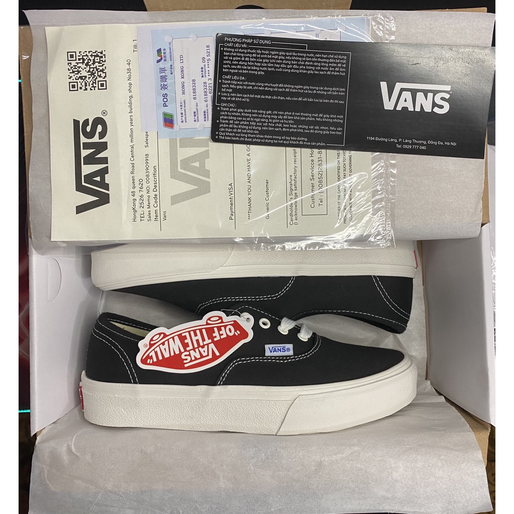 Bản SlÊU CẤPGiày Vans vault Authentic Đen trắng Giày Bản chuẩn Trung full  box bill, thẻ bảo hành store GD sneaker - MixASale