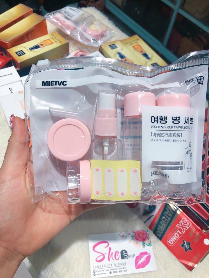 Bộ Chiết Mỹ Phẩm Du Lịch 7 Món Có Túi Zip