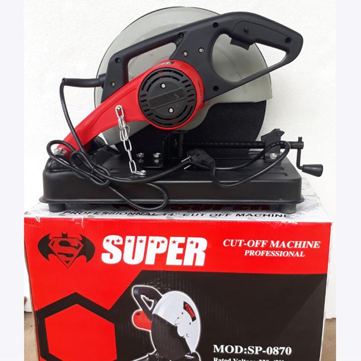 Máy cắt sắt bàn D355mm. * Dây đồng 100%, chịu nhiệt độ cao * Công suất cao 2000W. * Tốc độ vòng quay không tải : 3800 vòng / phút.