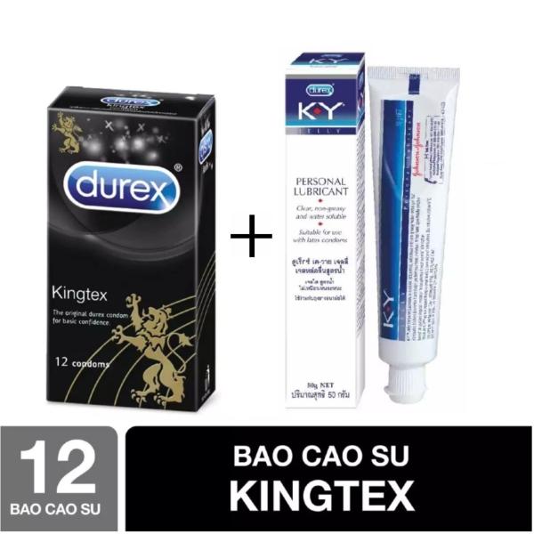 Combo 1 hộp bao cao su ôm khít Durex KINGTEX 12c tặng gel bôi trơn KY 50ml nhập khẩu