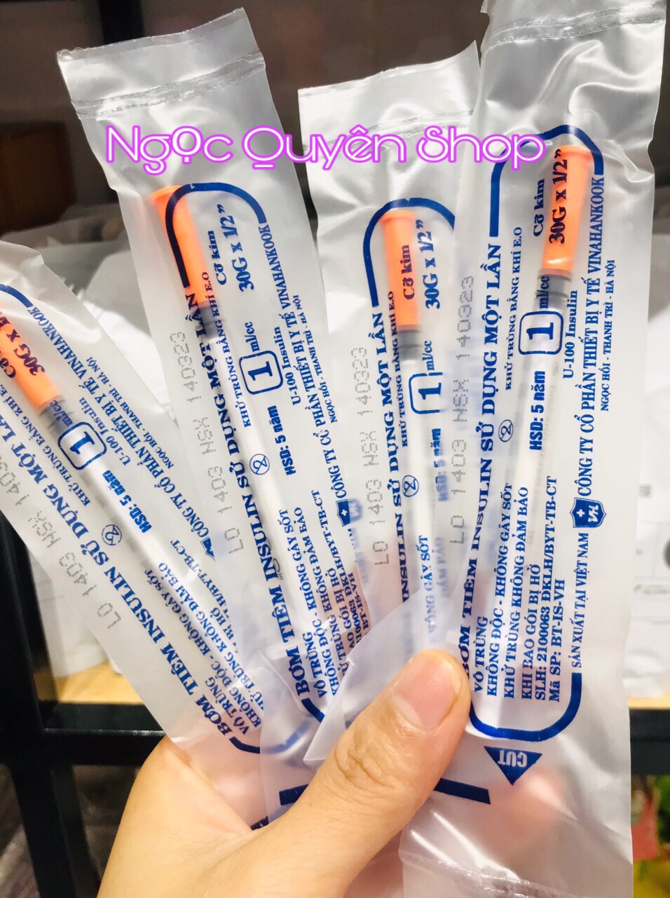 Bơm tiêm tiểu đường 1ml Vinahankook Việt Nam (Hộp 100 cây)