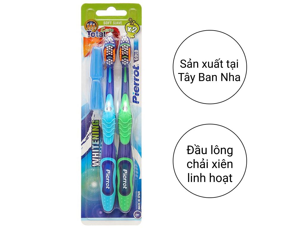 Bộ đôi bàn chải đánh răng Pierrot Gold x2 siêu mềm