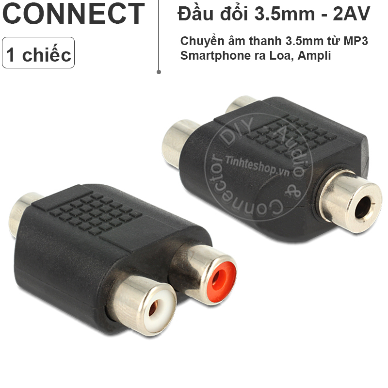 Đầu chuyển đổi audio 3.5mm sang 2 cổng bông sen AV R+L - 3.5mm cái ra 2 RCA cái
