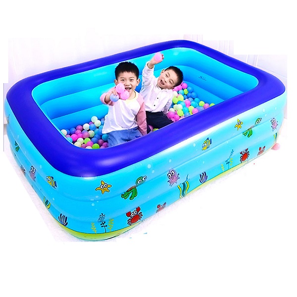 Hồ bơi người lớn loại to hình chữ nhật tặng kèm miếng dán/ keo vá bể - Bể bơi phao trẻ em 3 tầng đế chống trơn chất liệu cao cấp, độ bền cao - Bể bơi phao tại nhà cho cả gia đình đủ kích cỡ
