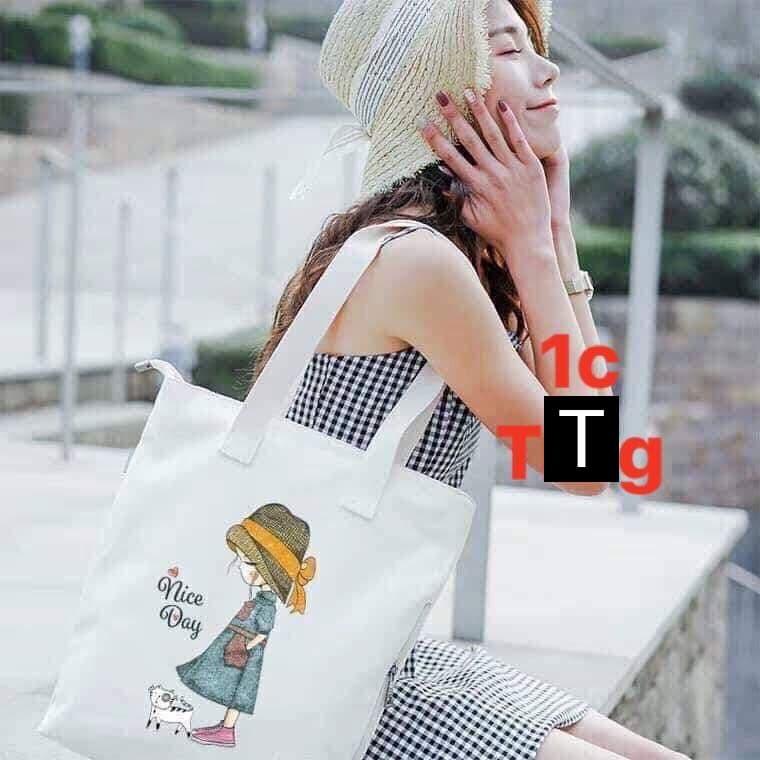 Túi vải cô gái nice day dtr0319