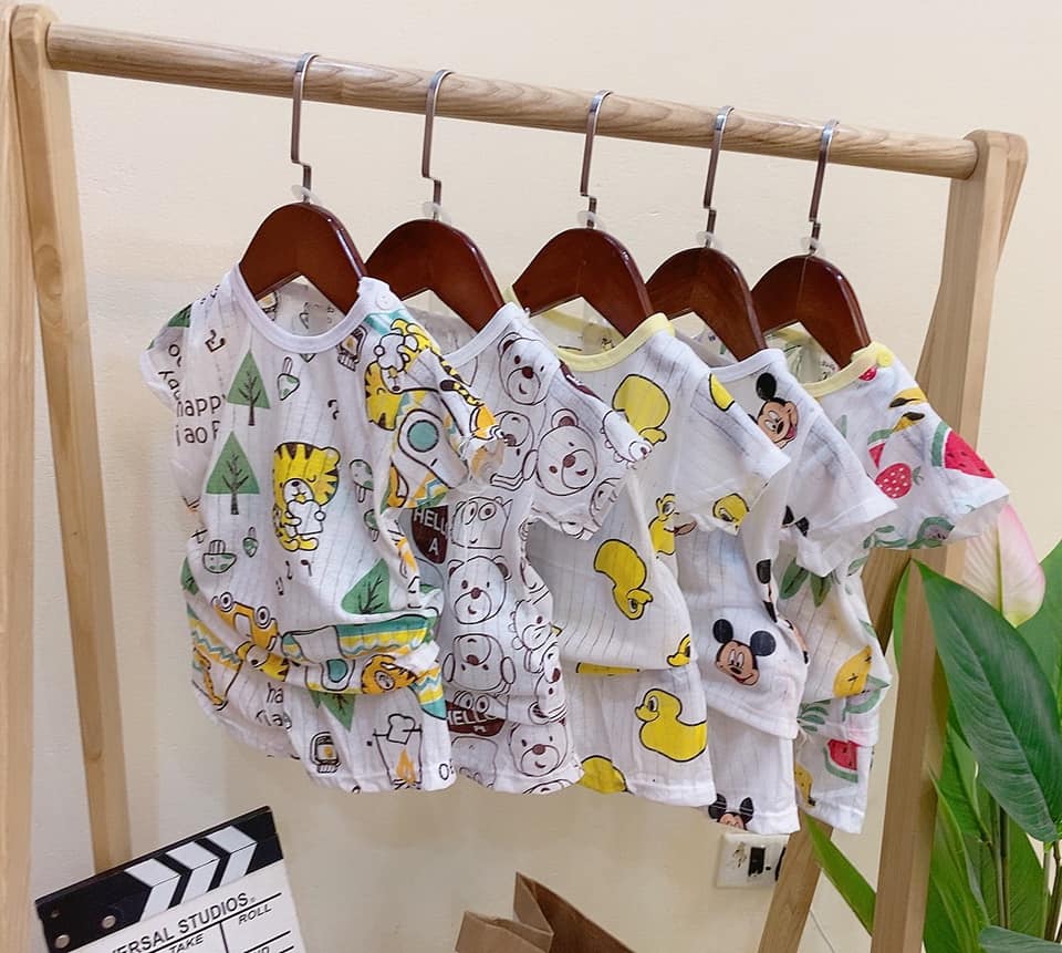 combo 5 bộ cotton giấy cộc tay cho bé  (4-12kg)