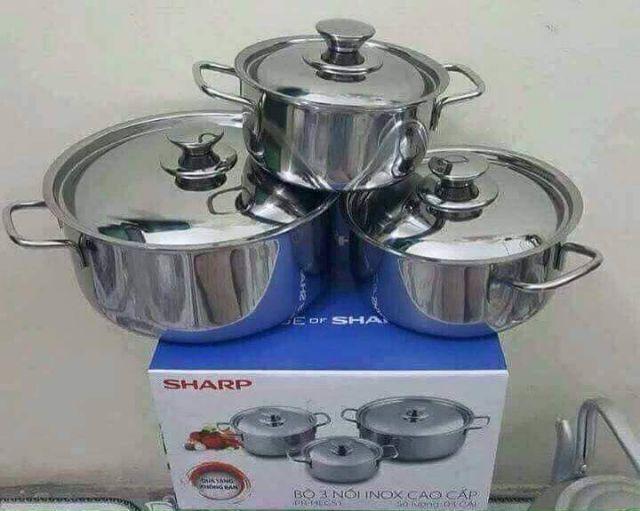 Bộ 3 Nồi Inox Sharp dùng được trên bếp từ