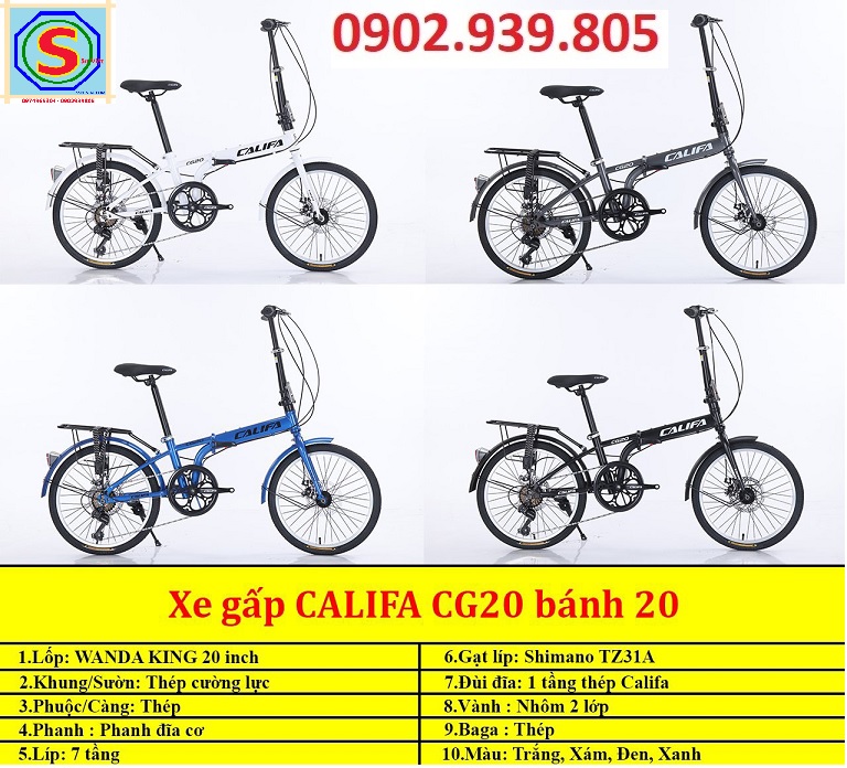 CG20NEW Xe đạp gấp bánh 20 CALIFA - mã CG20