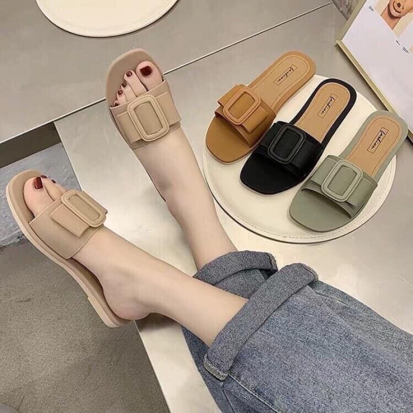 Dép Nữ Thời Trang Đính Móc Vuông Đế 3 Phân Phong Cách Hàn Quốc giá rẻ