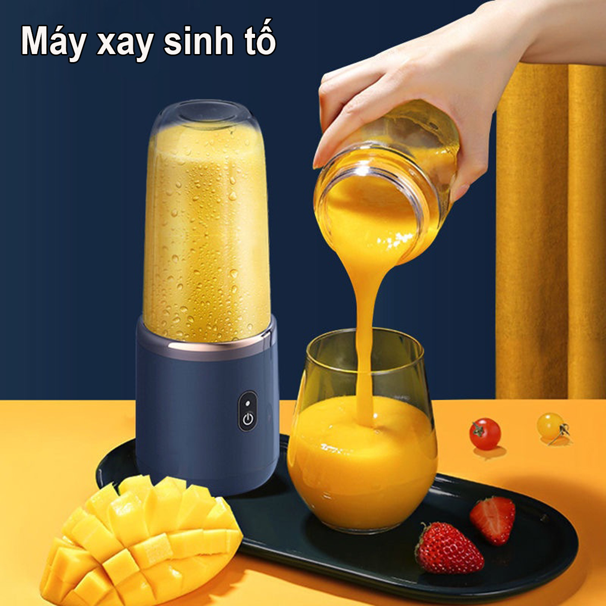 Máy ép hoa quả tự động citrus juicer, máy ép trái cây kiêm máy vắt cam sử dụng sạc usb tiện lợi ép nước trái cây đa chiều 360° dung tích lớn, pin sạc usb nhanh, có thể mang theo tiện dụng