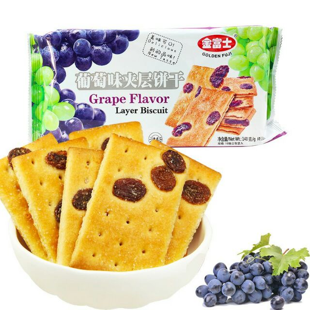 Bánh Quy Nhật Vị Nho Grape Layer Biscuit (Gói 140g)