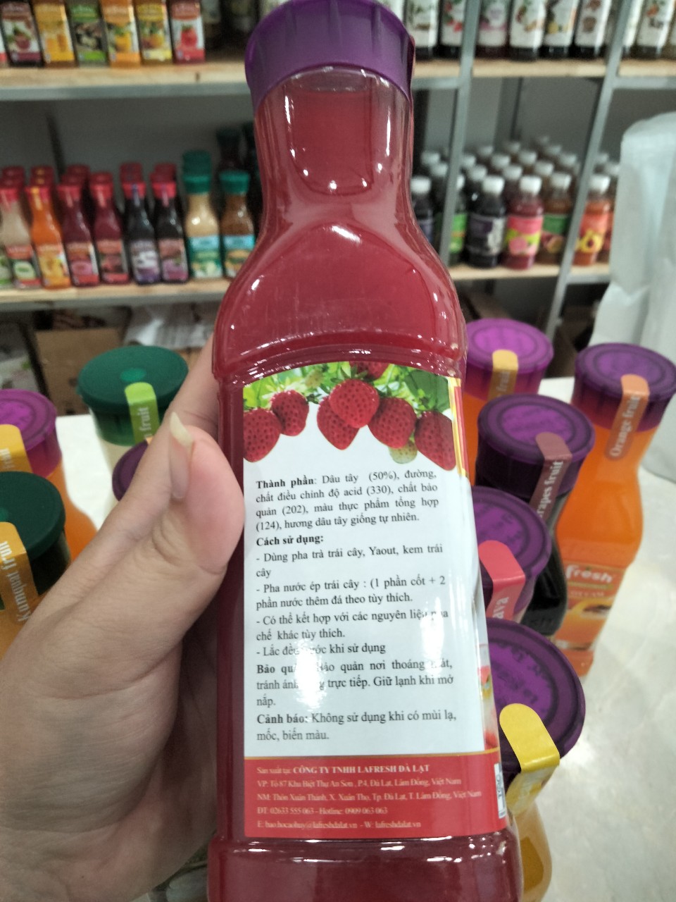 NƯỚC CỐT DÂU TÂY LA FRESH 650ML (12/T)-DÙNG PHA CHẾ TRÀ TRÁI CÂY ( DATE MỚI)