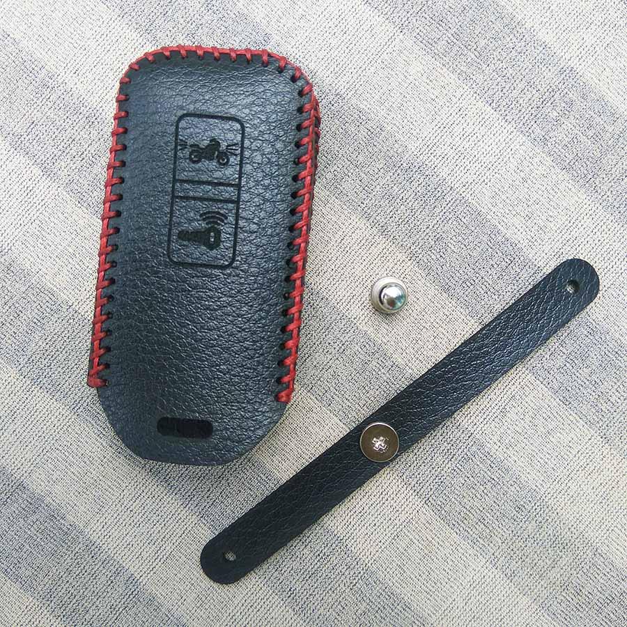 Bao da 2 nút dùng cho chìa khóa smartkey xe máy Honda (Đen)