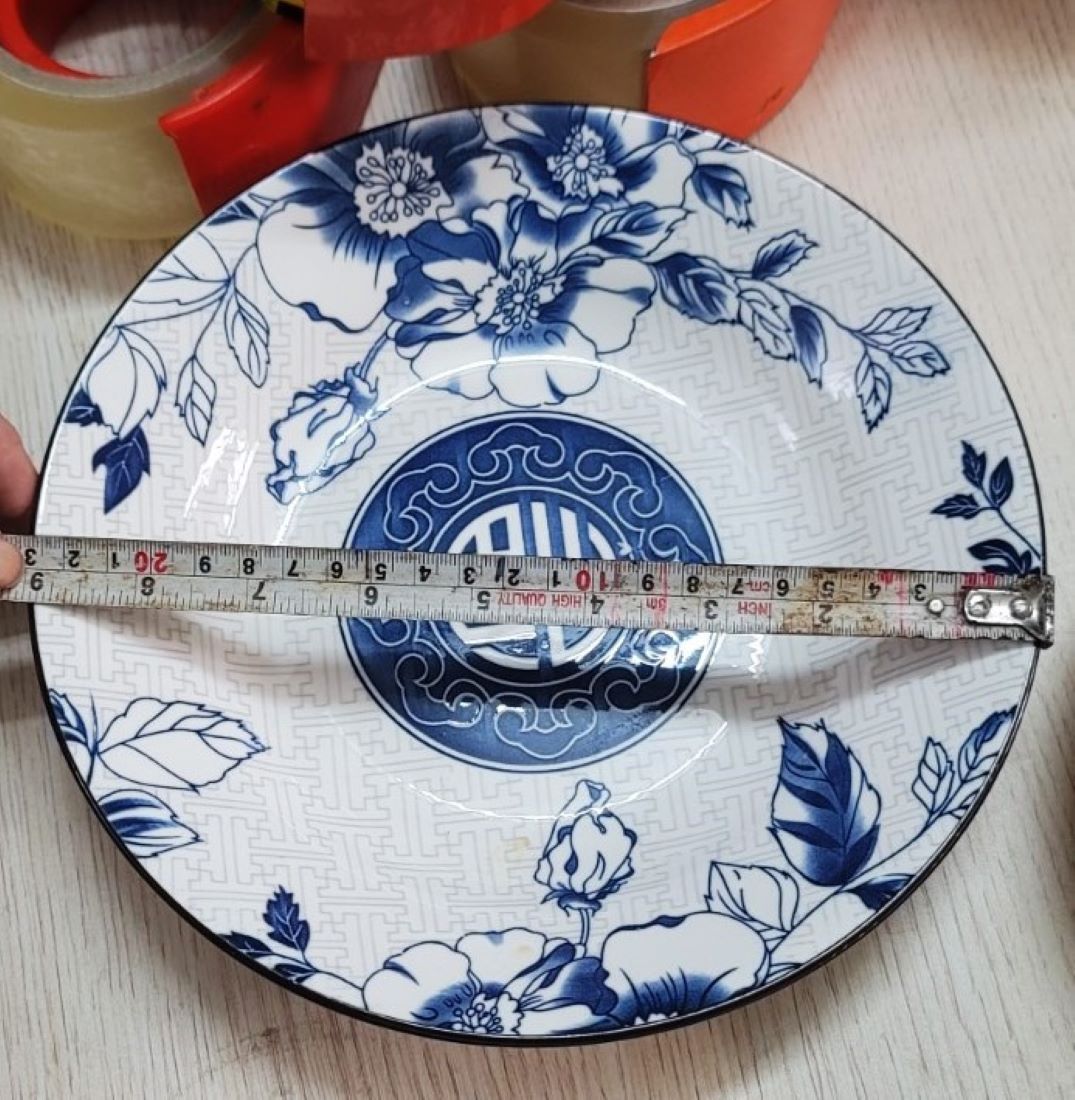 DĨA TRÒN SÂU GỐM SỨ HỌA TIẾT CHỮ PHÚC – SIZE CỠ 8,9